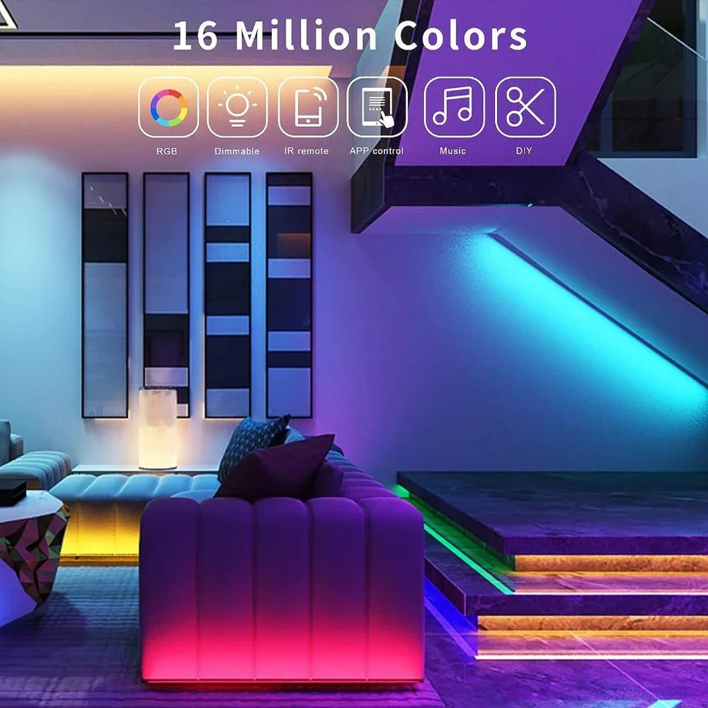 Lxyoug 100ft RGB 5050 44 Keys IR Music Sync Led Lights for Bedroom Decoration
